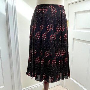 Brooks Brothers Black 100% Silk Skirt with Floral Pattern - Sz 8